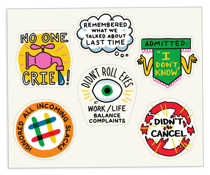 The Bent Good Boss Achievement Stickers for never cancel a 1-on-1