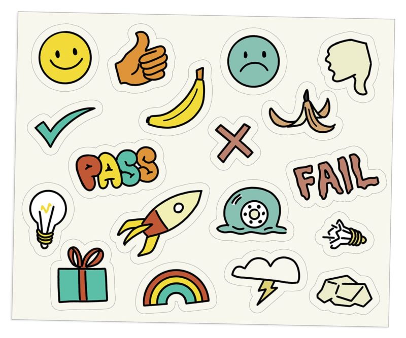 The Bent Good Boss Achievement Stickers Pass Fail Edition